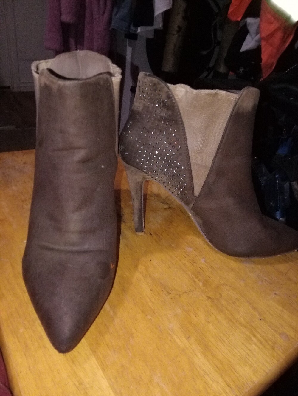 Women's Brown Suede Pointed-Toe High Heel Ankle Boots